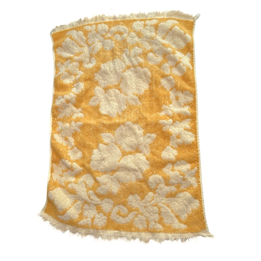 Vintage 70s Floral Hand Towel Mod Kitchen Bathroom Cotton Linens Monticello USA